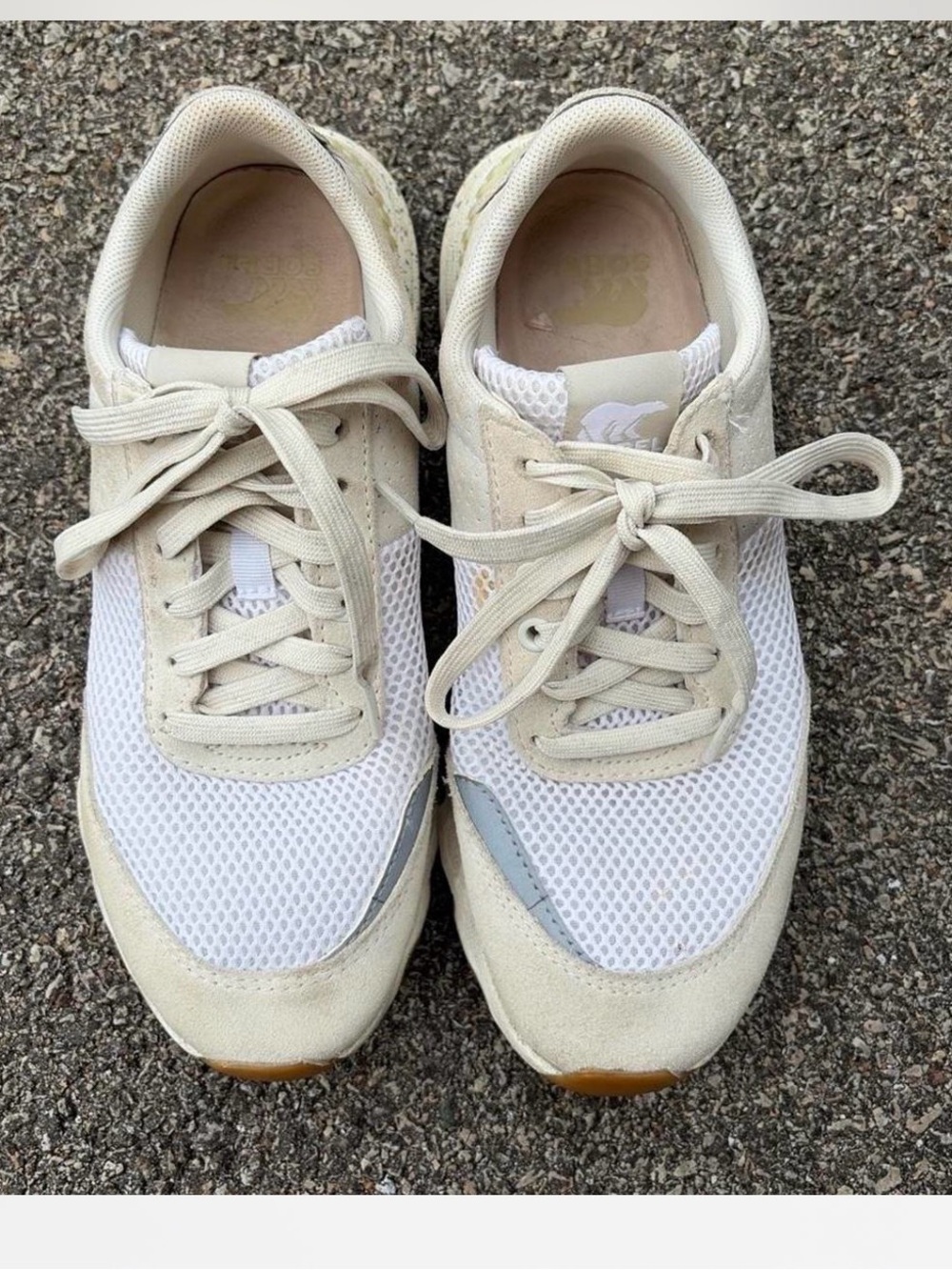 Women's Neutral Mesh Lace-Up Sneakers - Cream/White